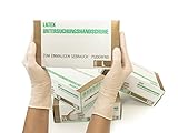 Latexhandschuhe 1000 Stück 10 Boxen (L, Weiß) Einweghandschuhe, Einmalhandschuhe,...