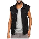 Duohropke Jeansweste Herren Ärmellos Jeans Weste Beiläufiger Denim Vest Cowboy Jacke Motorradweste...