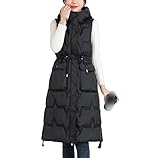 Generisch Armellose Weste Damen Steppweste Damen Langweste Kapuze Übergangsweste Mantel Winter...