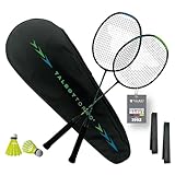 Talbot-Torro Badminton Set Professional I 2 Carbon-Schläger I 2 Federbälle I 2 Griffbänder I...