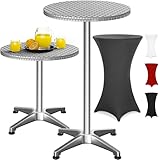 Casaria® 2in1 Stehtisch mit Husse Höhenverstellbar 70 cm / 115 cm Hoch Aluminium Rund Ø60cm...