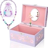 hombrima Musik-Schmuckkästchen mit Halskette, Armband, Musik-Schmuck-Aufbewahrungsbox mit drehender...