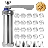 YNNHUDEEP Gebäckpresse,Spritzgeback Presse mit 20 Schablonen und 8 Edelstahl...