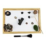 Aeutwekm Zen Sand Garten für Schreibtisch | Mini Zen Garten Tischplatte Holz Sandtablett | Home...