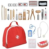 Vunanvu 23-teiliges Arztkoffer Kinder Spielset Holz ab 3 jahre Doktorkoffer Spielzeug zum...