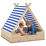 AIYAPLAY Sandkasten mit Abdeckung 120 x 120 cm aus Massivholz Imprägniert Kinder Sandbox mit...