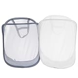 IMIKEYA 2er-Set Wäschekorb aus Netzgewebe: Faltbarer Hänge-Duschkorb – Tragbare, platzsparende...