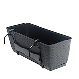 Blumenkasten Balkonkasten Blumentopf Rattan Optik Ratolla mit Halterungen Untersetzer 2 Größen 4...