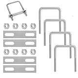 Jiavlyx 4 Stück M8 Edelstahl U Bolzen, M8 * 80 * 50mm U Bügel, Mit 8 Muttern und 4 Gegenplatte,...