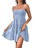 Vcindai Damen Sommer Kleider Ärmellos Sommerkleid Spaghettiträger Schulterfrei Kleid