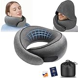 Reisekissen, Nackenkissen für Flugzeug mit Kapuze, lange Flüge, Reiseutensilien, Komfort, 360°...