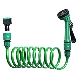 Wasserschlauch - Coil Gartenschlauch | Erweiterbares Rohr mit Sprühdüse | 5 Bewässerungsmodi,...