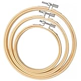 Funngy Stickrahmen,3 PCS Runder Stickrahmen aus Bambus Set 3 Größen 10/15/18 cm Verstellbarer...