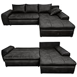 Vintage Ecksofa mit Schlaffunktion und Bettkasten 266x186 cm, Wellenunterfederung, Ottomane rechts,...