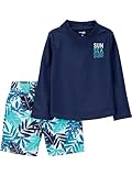 Simple Joys by Carter's Baby Jungen Swimsuit Trunk and Rashguard Rash-Guard-Set, Marineblau Weiß...