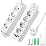 Versenkbare Steckdose 8 Fach (4000W/16A), Einbau Steckdosenleiste mit 2 USB (PD18W), Einbausteckdose...