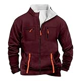 SOOUICKER Sweatjacke Herren Ohne Kapuze Gefüttert Übergangsjacke Sportlich Trainingsjacke Warm...