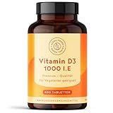 Vitamin D3 1000 I.E. – 400 Tabletten über 1 Jahr Vorrat – Vitamin D für Immunsystem, Knochen,...