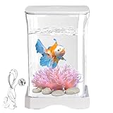 Betta Aquarium – kleines Becken Betta, Aqua-Starter-Set, Acryltank mit LED-Beleuchtung,...