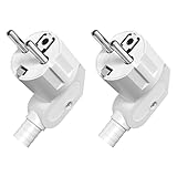 2 Stücke Schuko Stecker, IP20 Schuko Stecker für den Innenbereich, Europa-Stecker Kunststoff 250V...