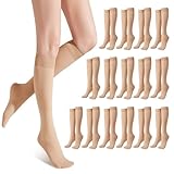 SIWOKJJO 16 Paar Kniestrümpfe Damen, Helle Hautfarben, Transparente Lange Strümpfe, Nylon...