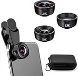 Auricase 3-in-1 Handy Kamera objektiv, Handy objektiv Set, 210° Fischaugenobjektiv, 120°...