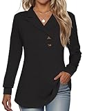 Tisfeer Sweatshirt Damen Pullover V-Ausschnitt Langarmshirt Elegant Business Lässig Tunika Tops...