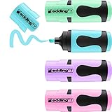 edding 7 Mini Textmarker Set - Pastell-Farben - 4 highlighter pens - Keilspitze 1-3 mm - Textmarker...