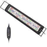 Aquarium LED Beleuchtung, Vollspektrum Aufsatzleuchte Aquarium Lampe mit Timer, 10 Helligkeitsstufen...