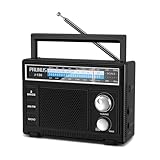 PRUNUS J-136 AM FM UKW Radio Klein, Tragbares Radio Batteriebetrieben oder AC-Strom, Kofferradio mit...