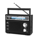 PRUNUS J-136 AM FM UKW Radio Klein, Tragbares Radio Batteriebetrieben oder AC-Strom, Kofferradio mit...