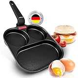 endusor Spiegeleipfanne (21cm) - Frühstückspfanne dreigeteilt mit Antihaft-Beschichtung für [...