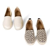 Amazon Essentials Damen Flache Espadrille, 2er-Pack, Gold Leopardenmuster, 43 EU