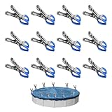 12 Stück Klammern Metall für Poolabdeckung, Befestigungsklammern mit Schutzfolie, Planenclips,...