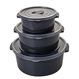 Mikrowellengeschirr Set 3-teilig mit Deckel, Dampfregelventil und Griff - Spülmaschinenfest,...