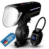 FISCHER Fahrrad LED-Frontlicht 100 Lux Fernlicht, mit Sensormodus, spritzwassergeschütztes...