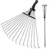 Mitclear Garten Laubrechen mit Teleskopstiel (180cm), 18-63cm Verstellbar Gartenrechen für das...