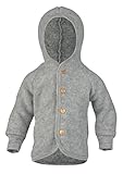 Engel Baby Jacke mit Kapuze Wollfleece, Hellgrau Melange, 62/68