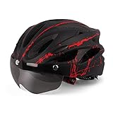 WBTY Helm Fahrradhelm für Erwachsene Männer Frauen Schutzhelm mit Magnetischem Visier (Rot...