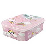 Stor Einhörner - Regenbogen | Sandwich-Box mit 3 Fächern für Kinder - Kinder-Lunch-Box -...