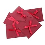 BCOATH 10 Stück Retro Briefumschläge mit Schleife Kleine Rote Grußkarten Umschläge aus Dickem...