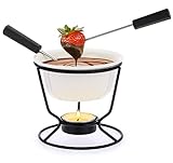 SUMNACON Keramike Schokofondue-Topf-Set mit 2 Gabeln Schoko Fondueset Käsefondue für Schokolade...