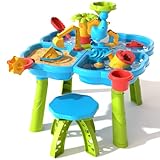 Sand und Wasser Tabelle Spielzeug für Kinder, 4 IN 1 Wasser Duschen Teich Wasser Tabelle | Kinder...