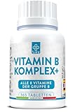 +LIFE - VITAMIN B KOMPLEX Hochdosiertes PiuLife® - 365 Tabletten, B Vitamine komplex hochdosiert,...