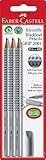 FABER-CASTELL 117197 - Bleistiftset GRIP 2001 mit Gummi-Tip, Härtegrad: HB, Schaftfarbe: silber, 3...