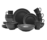 ECHTWERK 30-teiliges Vintage Kombiservice 'BlackStyle' Modern-Design, für 6 Personen, Geschirrset...