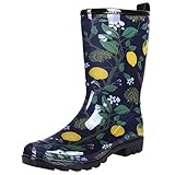 Colorxy Wasserdichte Garten-Regenstiefel für Damen, bunt, mit Blumendruck, halbwadenlang,...