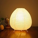 ACMHNC Reispapier Lampe Retro Reispapier Nachttischlampe mit Weiß Schirm Dekoration Schlafzimmer...