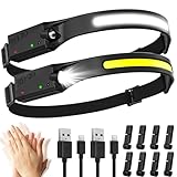 Aaizplz Stirnlampe LED Wiederaufladbar,SuperHell 2000 Lumens 5 Lichtmodi 1200mAh 230°Ultra...