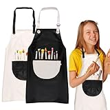 2pcs Malkittel Kinder Mädchen Jungen, 60*45cm Malschürze Kinder Schule Ab 6 Jahre, Wasserdicht...